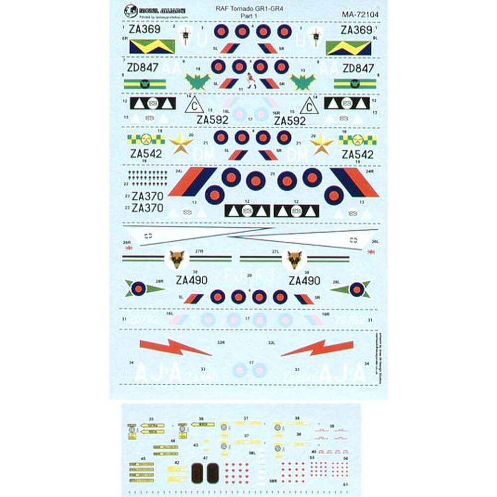 1:72 Panavia Tornado GR1/GR4 RAF Part 1 Decals MA-72104 Model Alliance