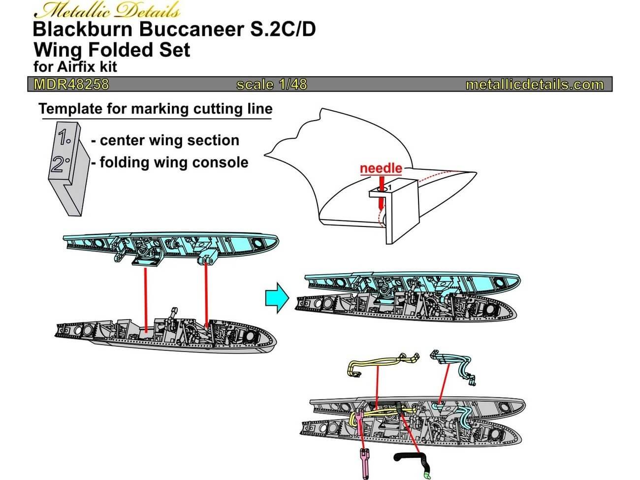 1:48 Blackburn Buccaneer S.2C/D Wing folded Set MDR48258 Metallic Details