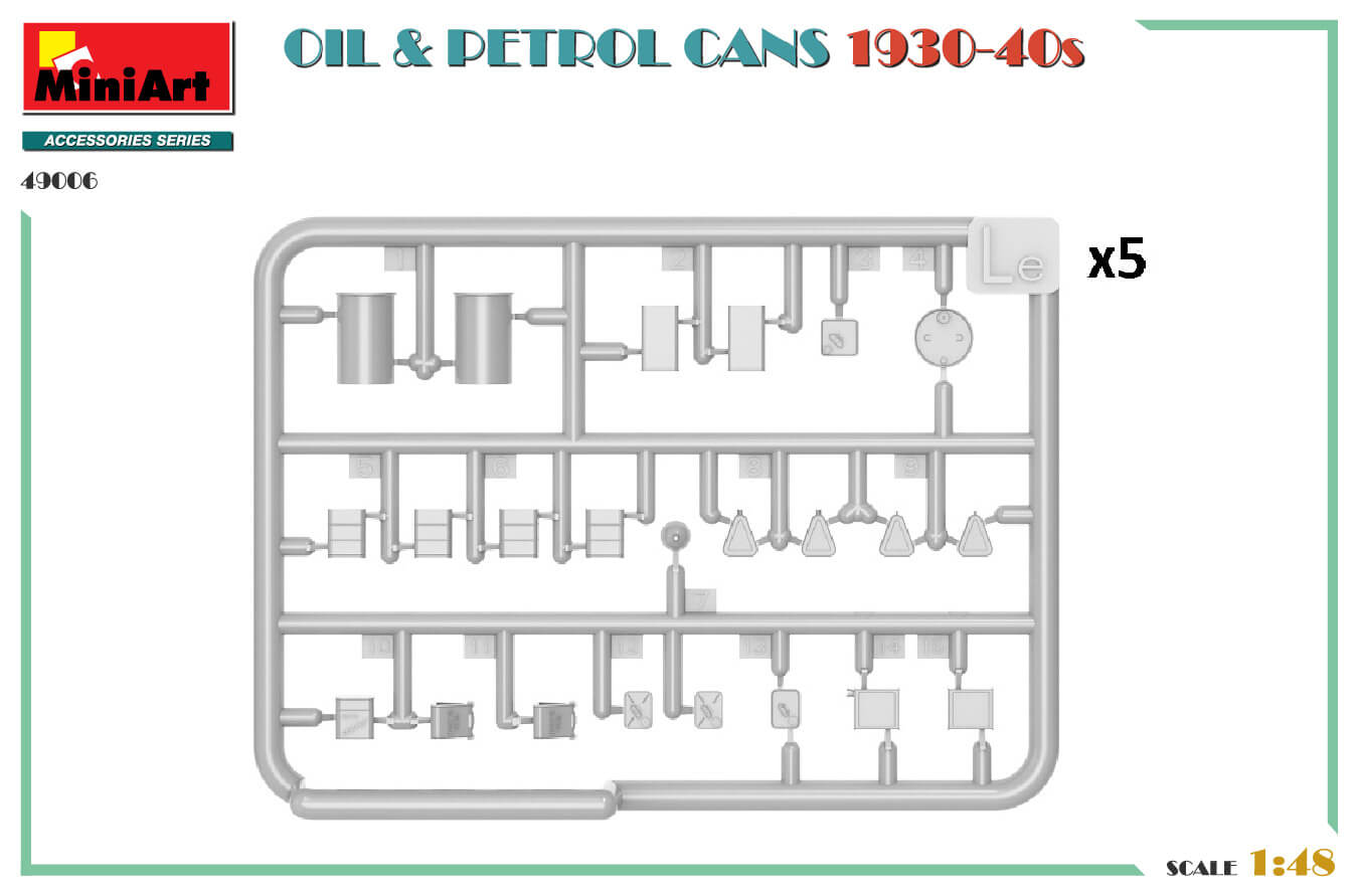 1:48 Oil & Petrol Cans 1930-40s 49006 MiniArt