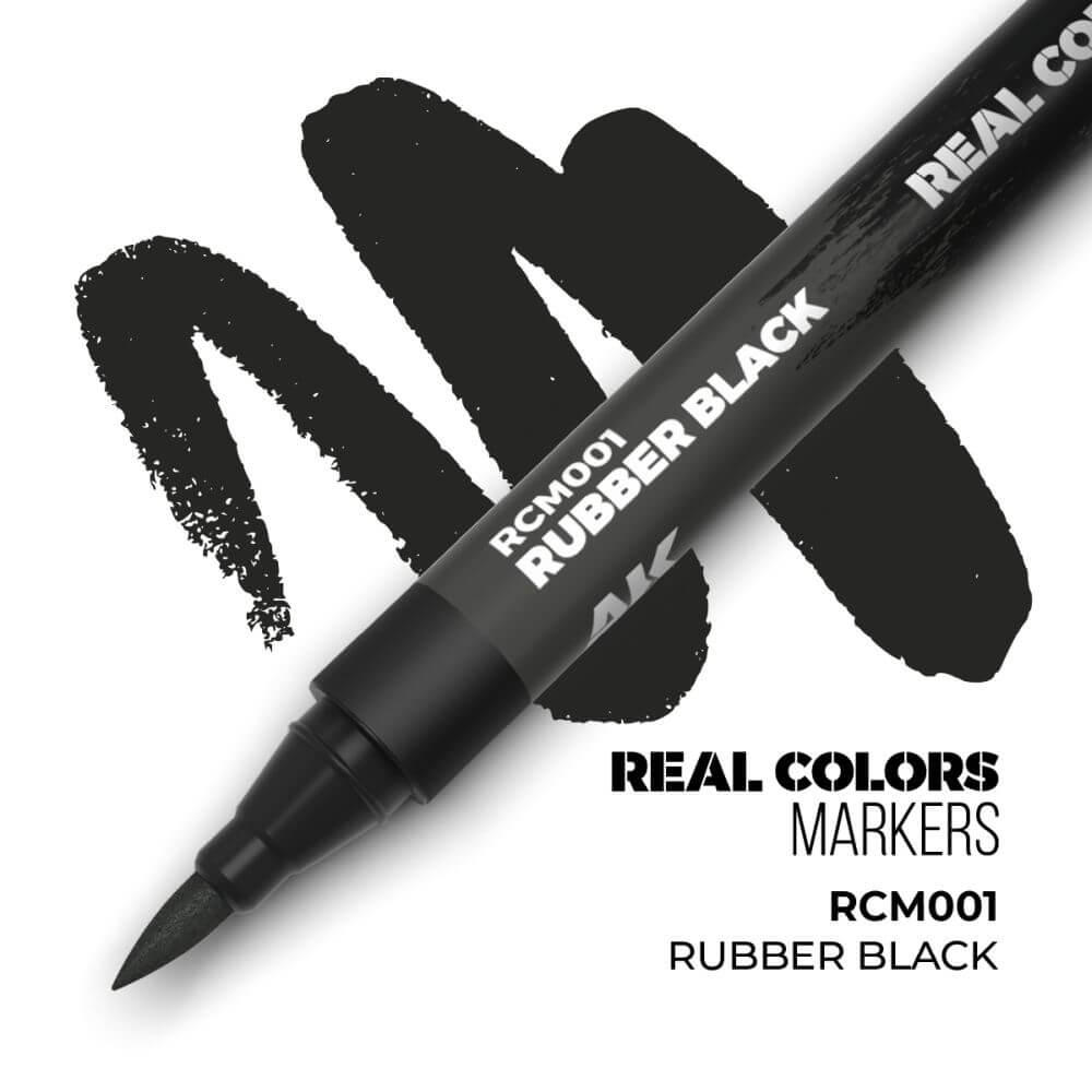 AK Interactive Rubber Black Real Colours Acrylic Paint Marker RCM001