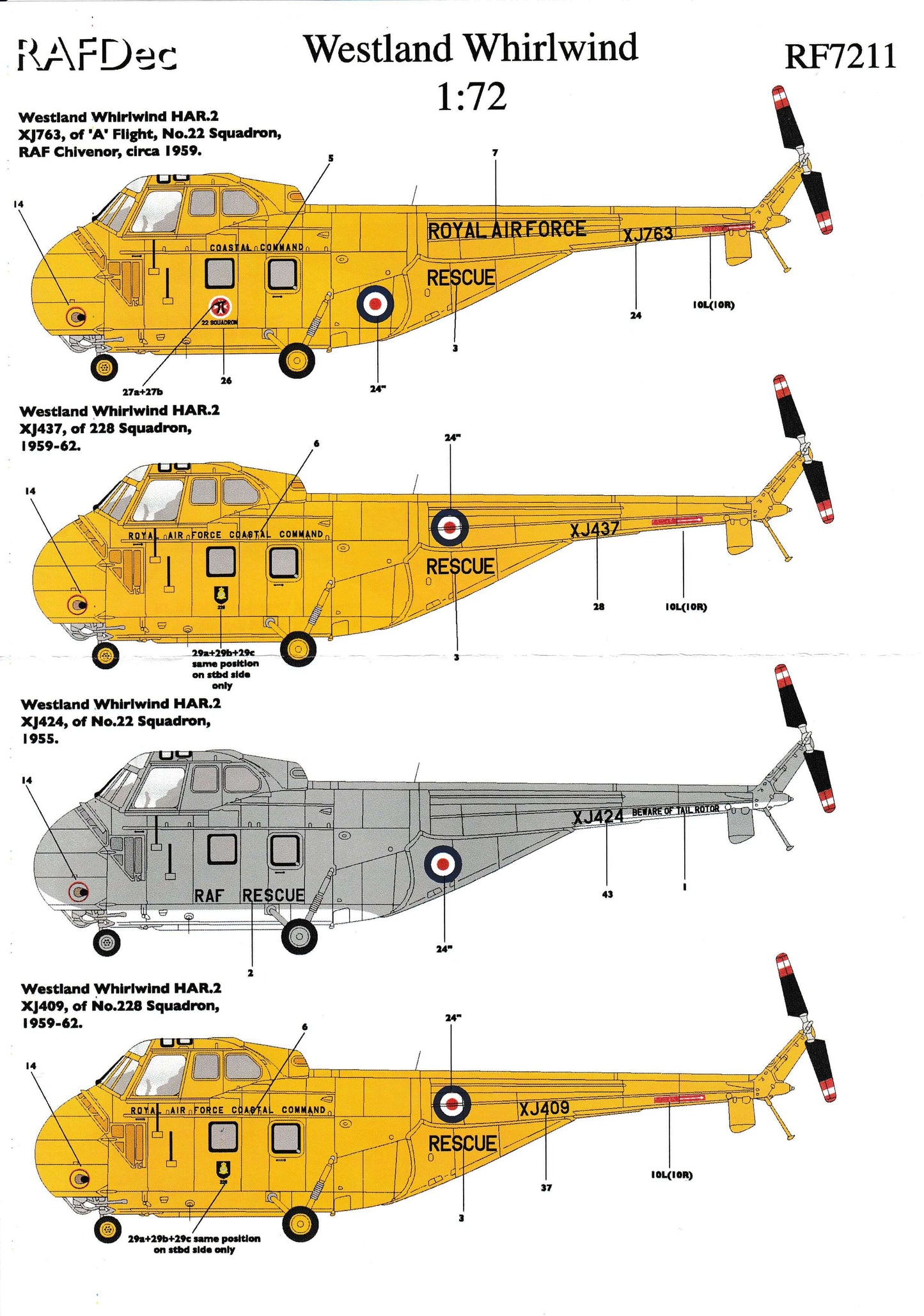 1:72 Westland Whirlwind Decals RF7211 RAFDec