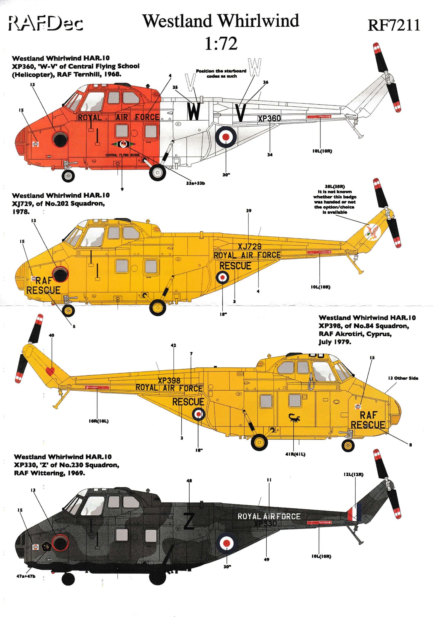 1:72 Westland Whirlwind Decals RF7211 RAFDec