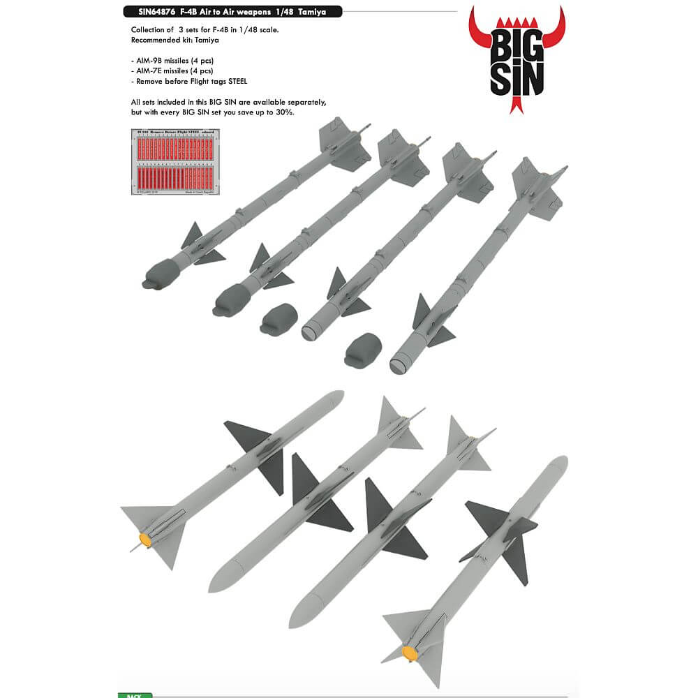 1:48 F-4B Phantom II - Air to Air Weapons Tamiya SIN64876 Eduard