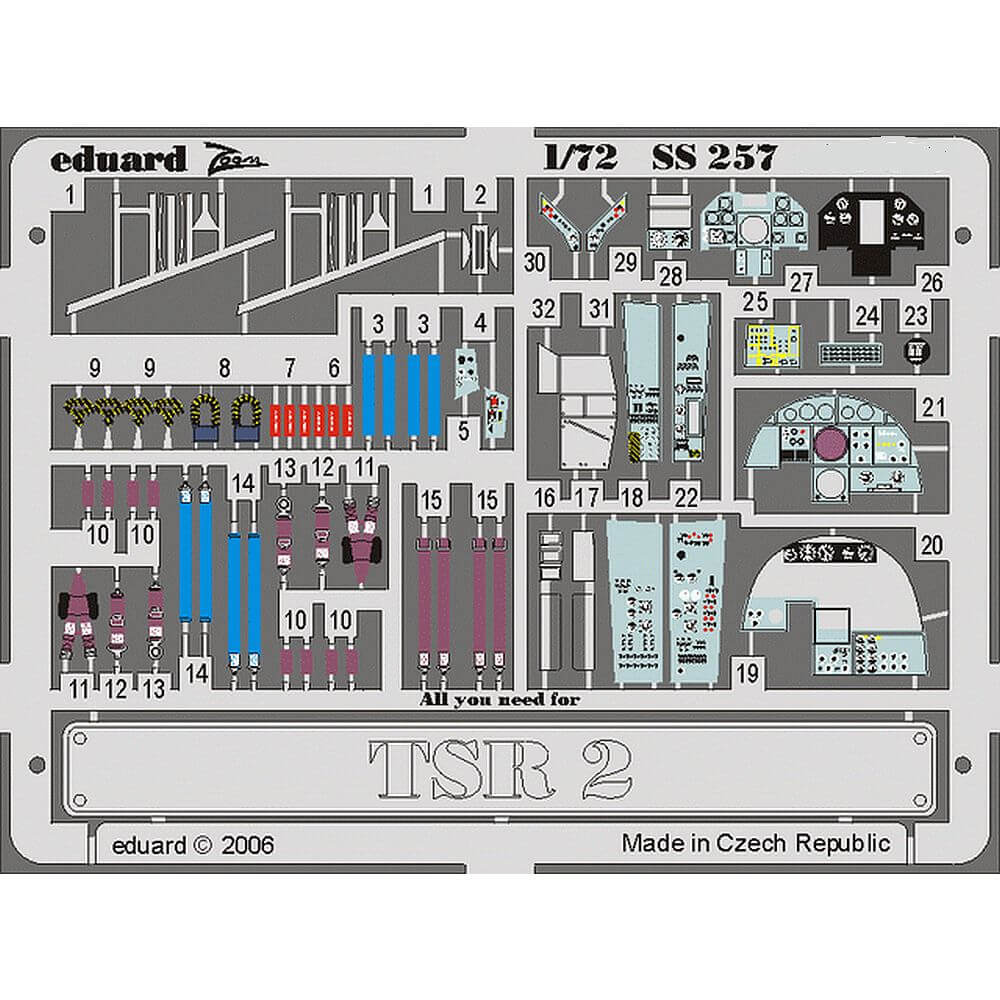 Eduard SS257 TSR.2 Photo Etched 'Zoom' set Airfix 1/72