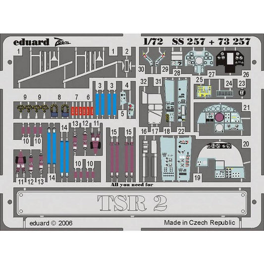 1:72 TSR.2 Photo Etched 'Zoom' set Airfix SS257 Eduard