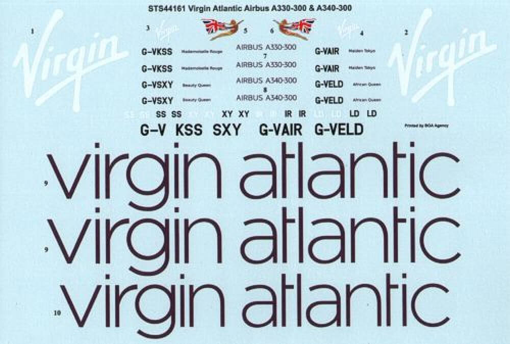 1:144 Virgin Atlantic Airbus A330-300 & A340-300 STS44161 26 Decals