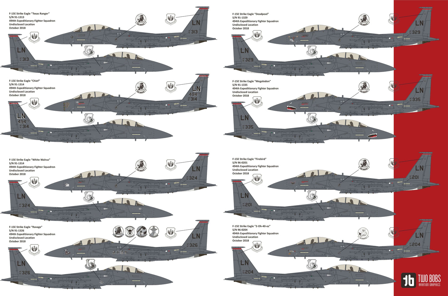 1:48 F-15E Maximum Effort Eagles Decals 48-265 Two Bobs