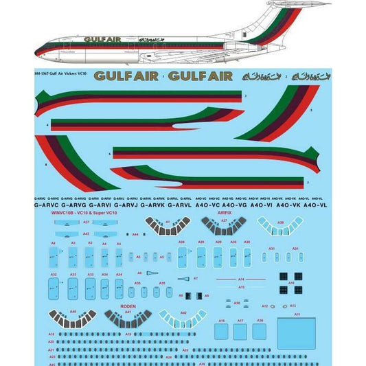 1:144 Gulf Air "Early" Vickers VC-10 144-1367 26 Decals