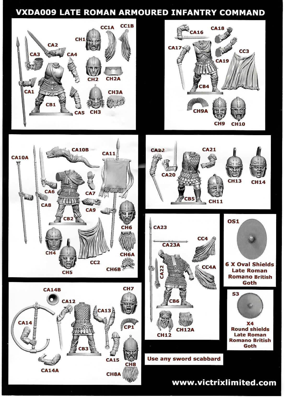 28mm Late Roman Armoured Infantry Command Single Sprue Victrix