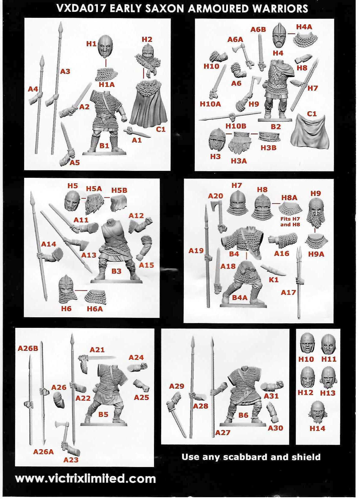 28mm Early Saxon Armoured Warriors Single Sprue Victrix