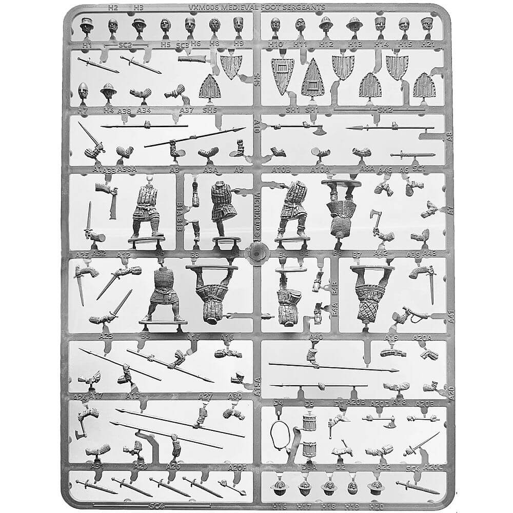 28mm Medieval Foot Sergeants Main & Weapons Sprue Victrix
