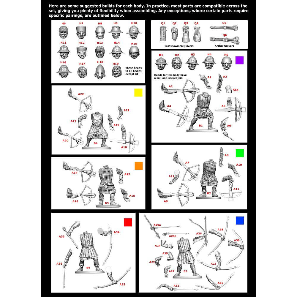 28mm Medieval Crossbowmen & Archers Sprue Victrix