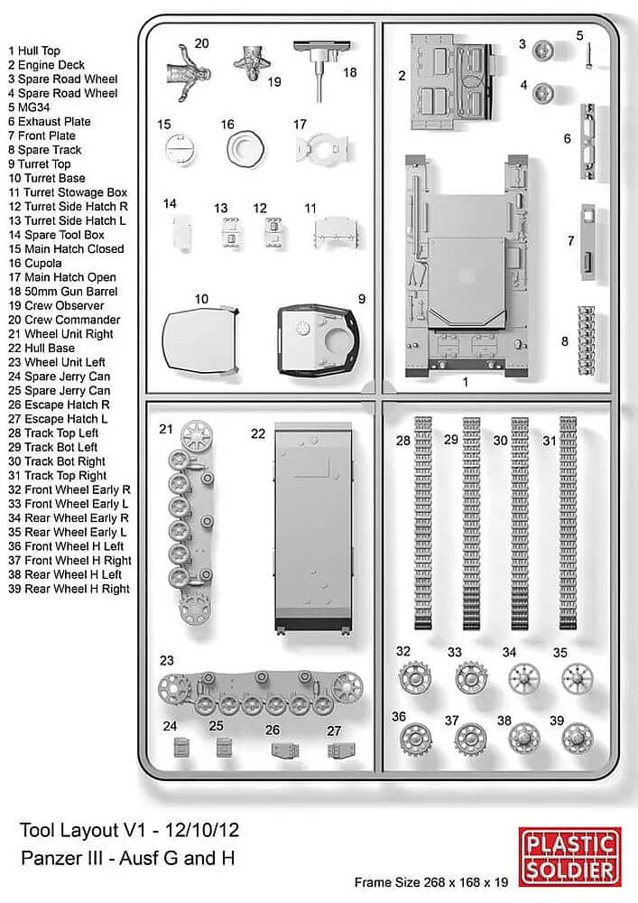 1:72 German Panzer III Ausf. G & H Sprue Plastic Soldier Company