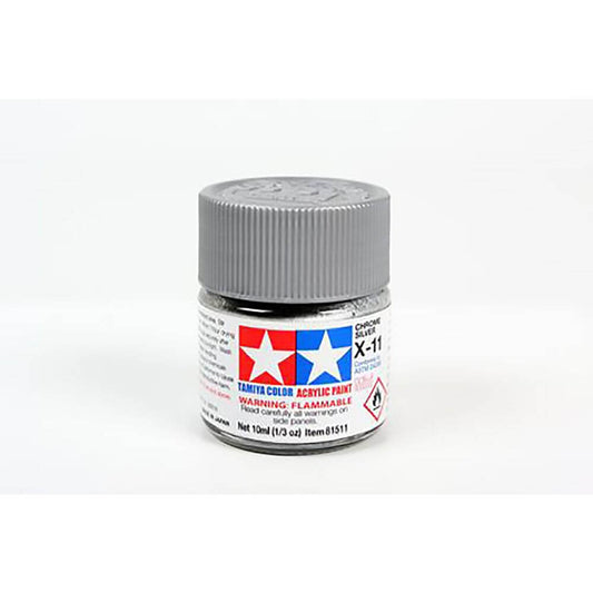 10ml Chrome Silver Acrylic Mini Paint X-11 Tamiya