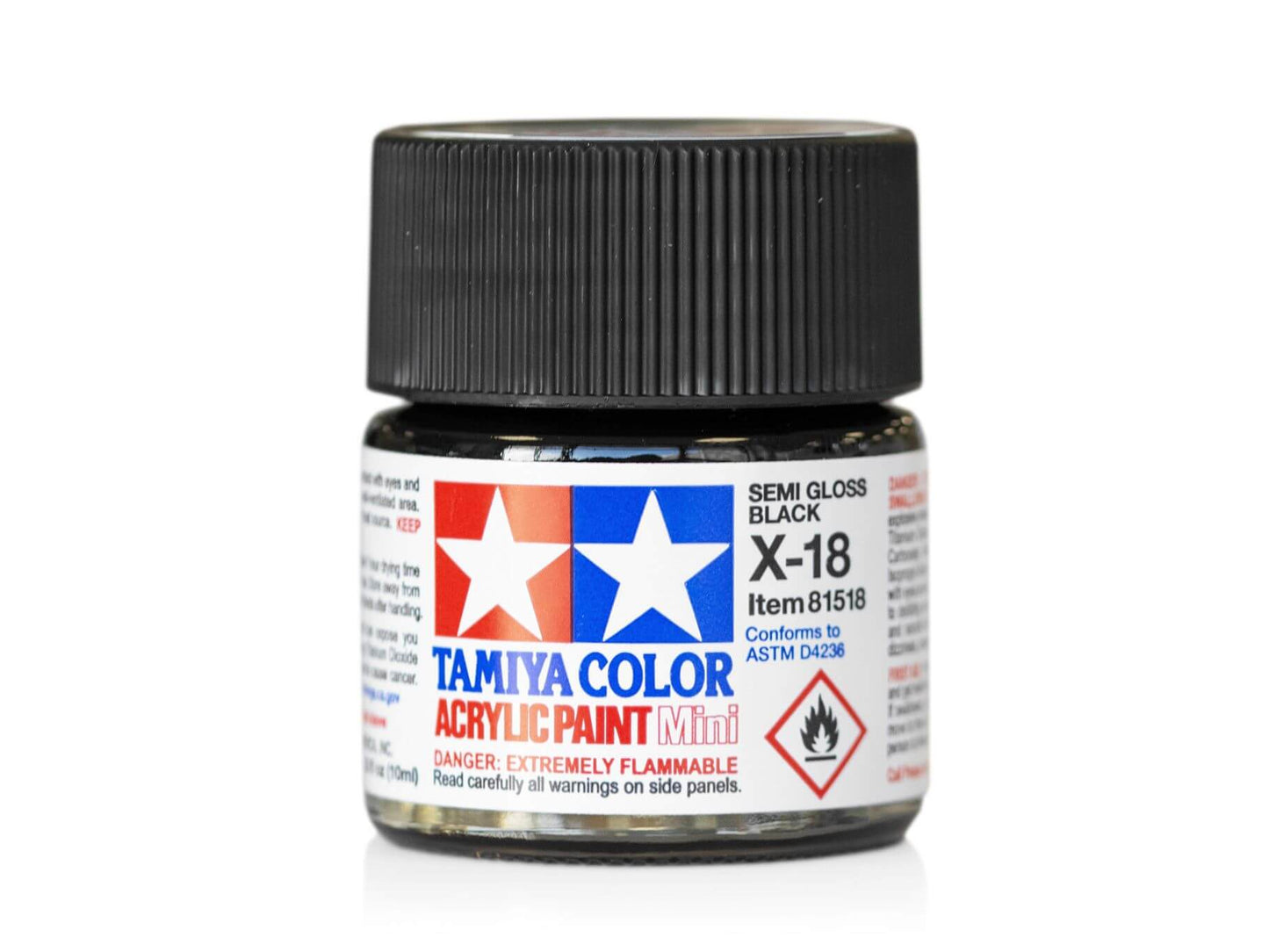 10ml Semi Gloss Black Acrylic Mini Paint X-18 Tamiya