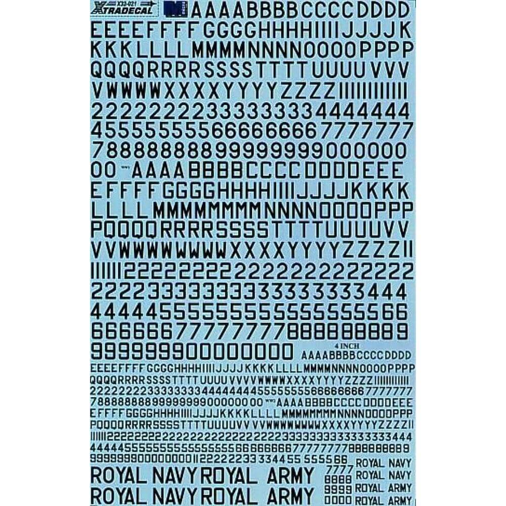 1:32 RAF Serial Letters, Numbers in Black X32021 Xtradecal