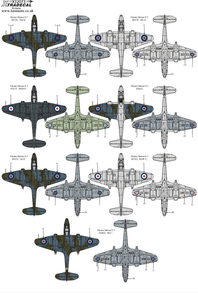 Xtradecal X32073 Gloster Meteor F.3 Collection Decals 1/32
