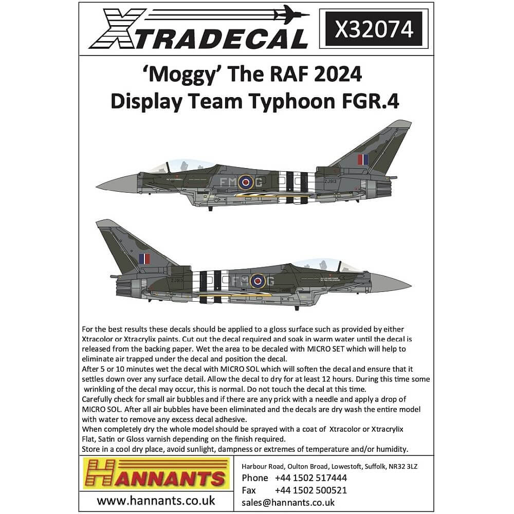 1:32 'Moggy' The RAF 2024 Display Team Typhoon FGR.4 X32074 Xtradecal