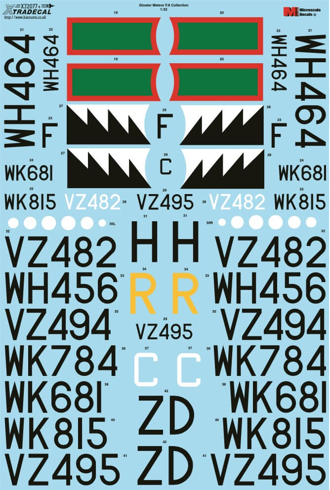 1:32 Gloster Meteor F.8 Collection Decals X32077 Xtradecal