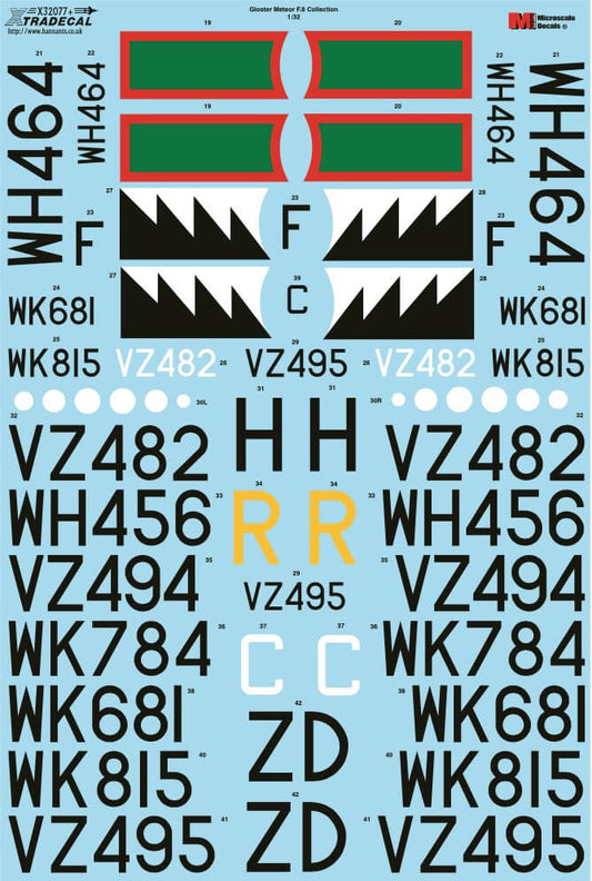1:32 Gloster Meteor F.8 Collection Decals X32077 Xtradecal