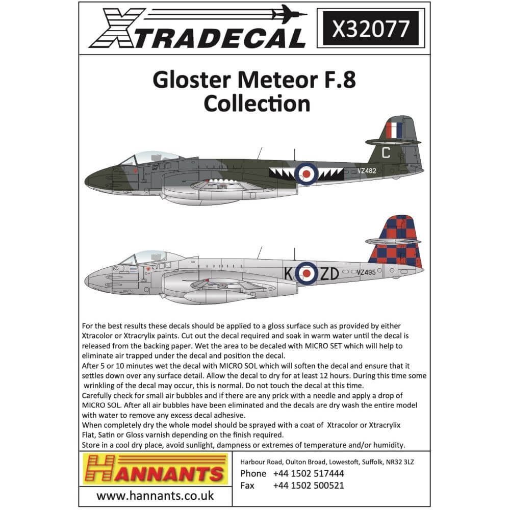 1:32 Gloster Meteor F.8 Collection Decals X32077 Xtradecal