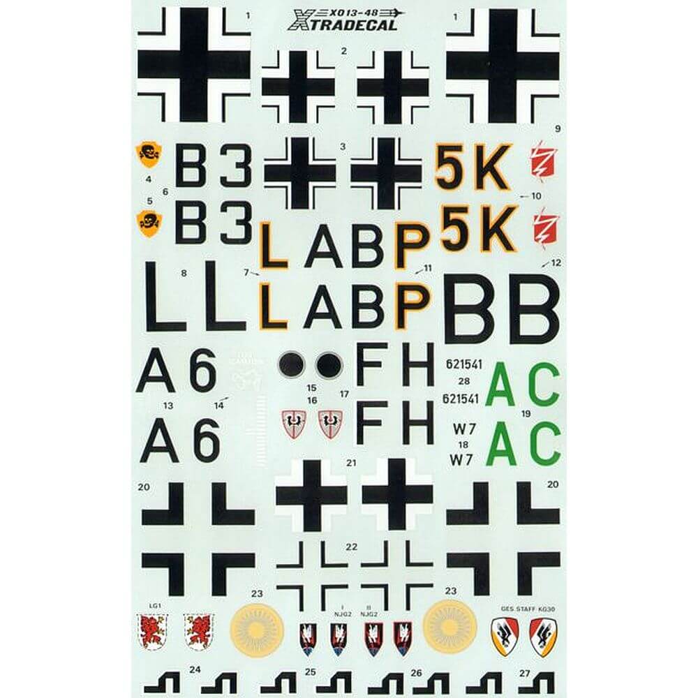 1:48 Junkers Ju 88A, C, G Decals X48013 Xtradecal