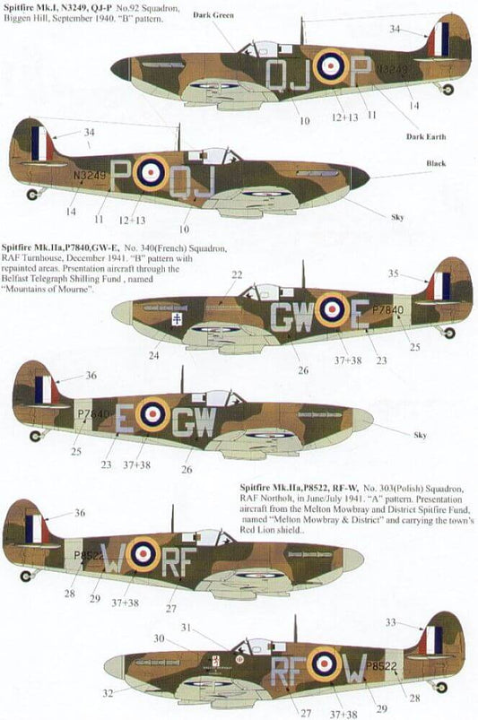 1:48 Supermarine Spitfire Mk.I / Mk.II Decals X48059 Xtradecal