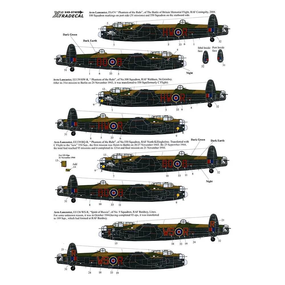 1:48 Lancaster Mk.I/III Ton-Up Avro Lancasters Decals X48074 Xtradecal
