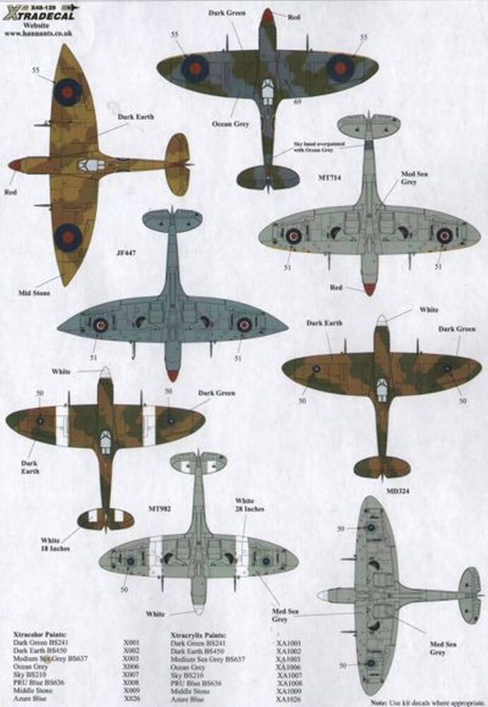 1:48 Supermarine Spitfire Mk.VIII Decals X48129 Xtradecal