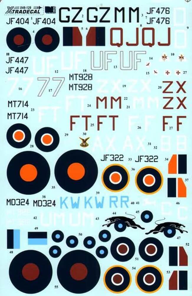 1:48 Supermarine Spitfire Mk.VIII Decals X48129 Xtradecal