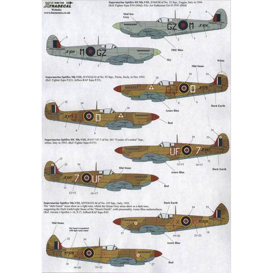 1:48 Supermarine Spitfire Mk.VIII Decals X48129 Xtradecal