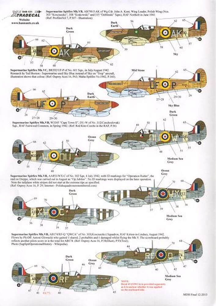 1:48 Supermarine Spitfire Mk.Vb/c X48132 Xtradecal