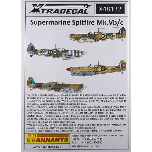 1:48 Supermarine Spitfire Mk.Vb/c X48132 Xtradecal