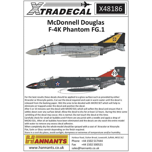 1:48 McDonnell-Douglas F-4K Phantom FG.1 Decals X48186 Xtradecal