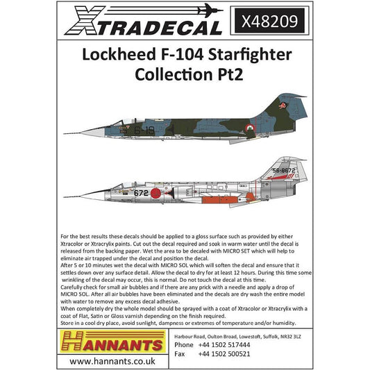 1:48 Lockheed F-104 Starfighter Collection Part 2 X48209 Xtradecal