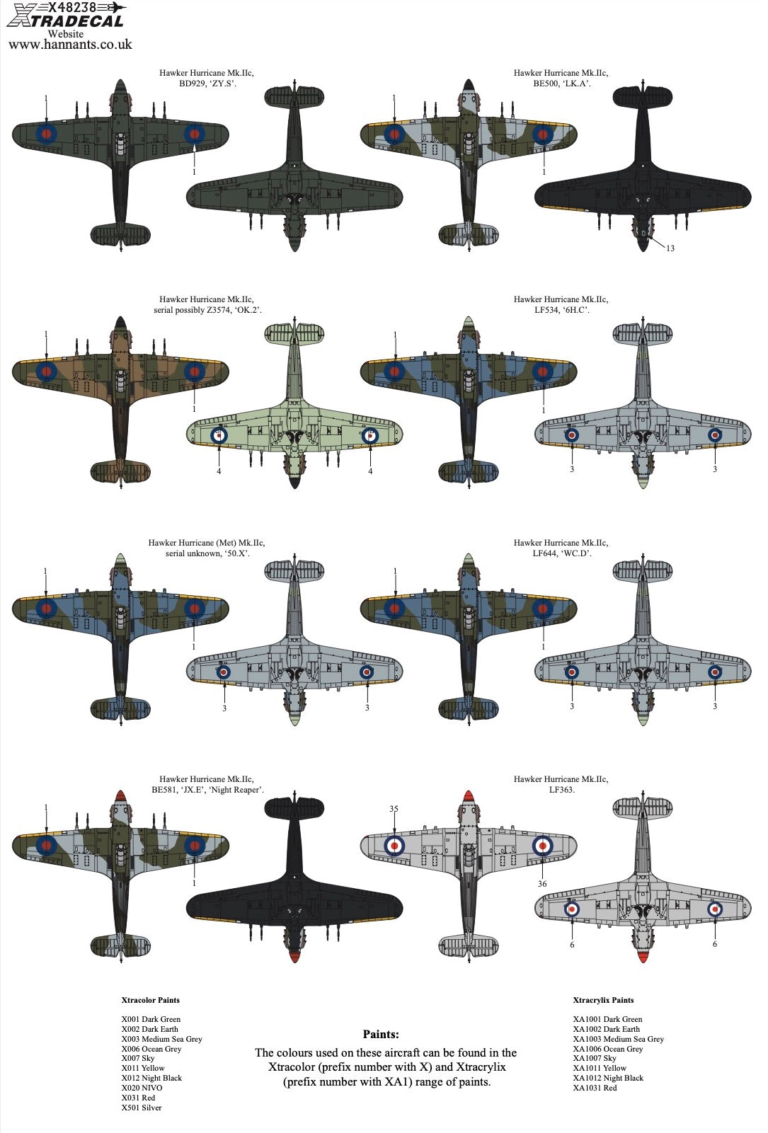 Xtradecal X48238 Hawker Hurricane Mk.IIc Collection 1/48