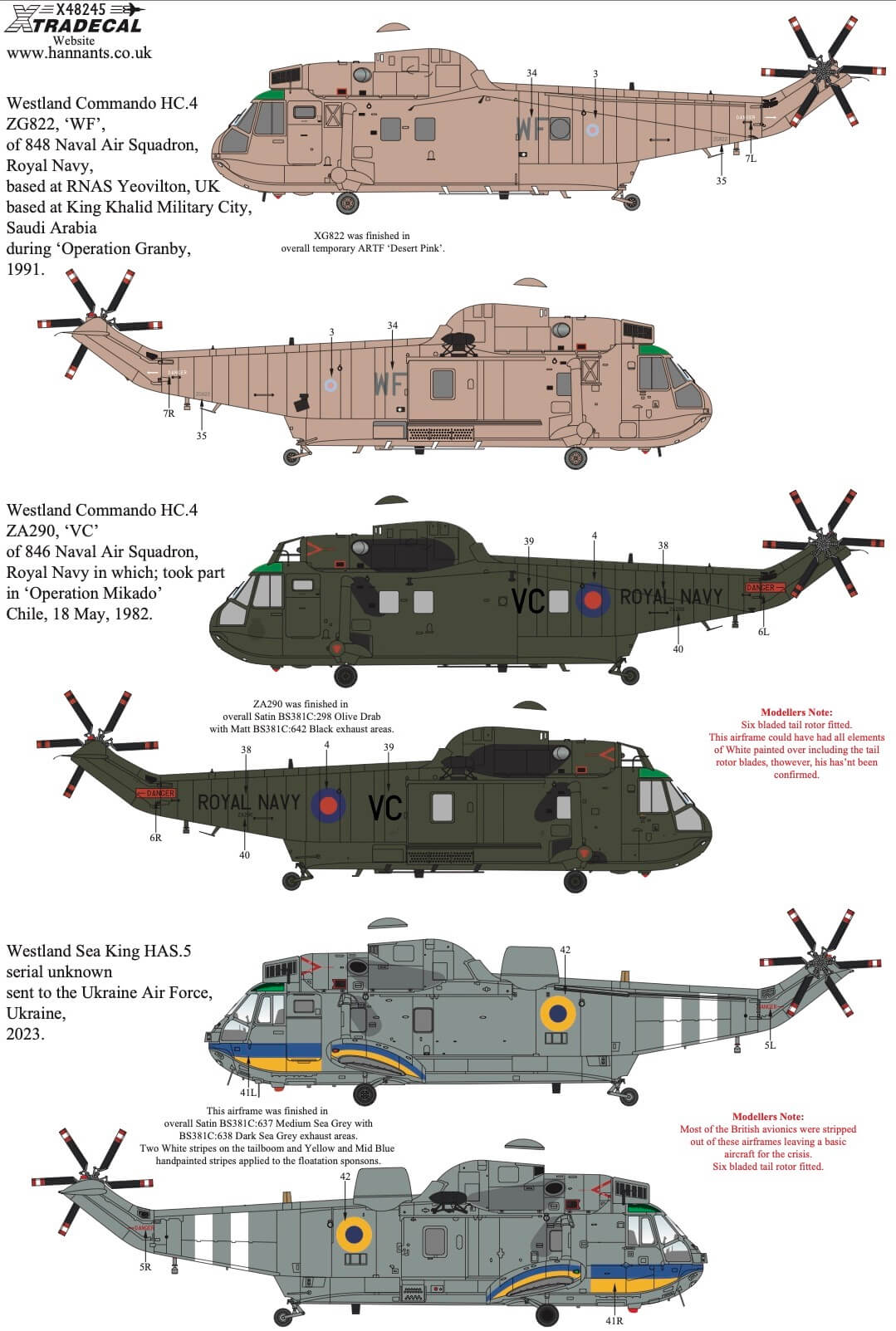 1:48 Westland Sea King Collection Pt3 X48245 Xtradecal