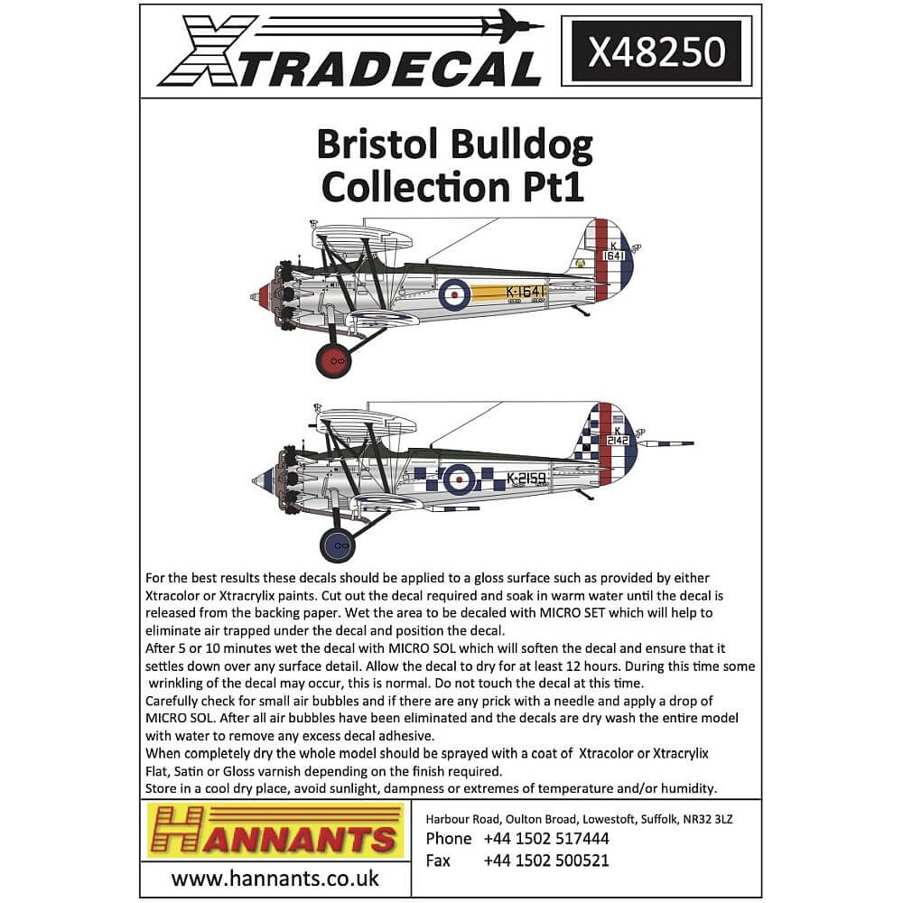 1:48 Bristol Bulldog Collection Pt1 X48250 Xtradecal