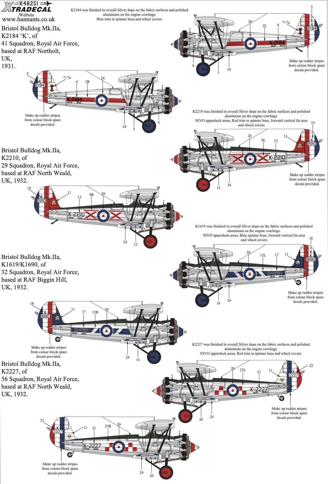 1:48 Bristol Bulldog Collection Pt2 X48251 Xtradecal