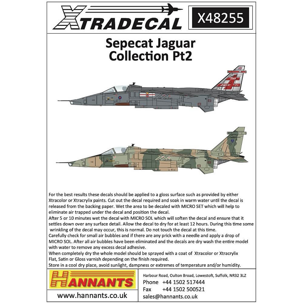 1:48 Sepecat Jaguar Collection Pt2 Decals X48255 Xtradecal
