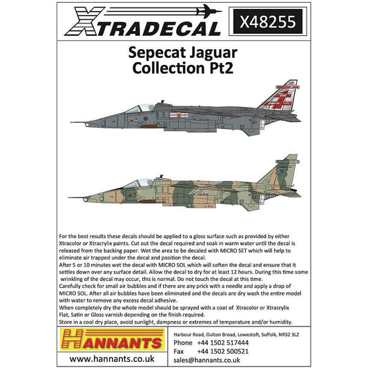 1:48 Sepecat Jaguar Collection Pt2 Decals X48255 Xtradecal