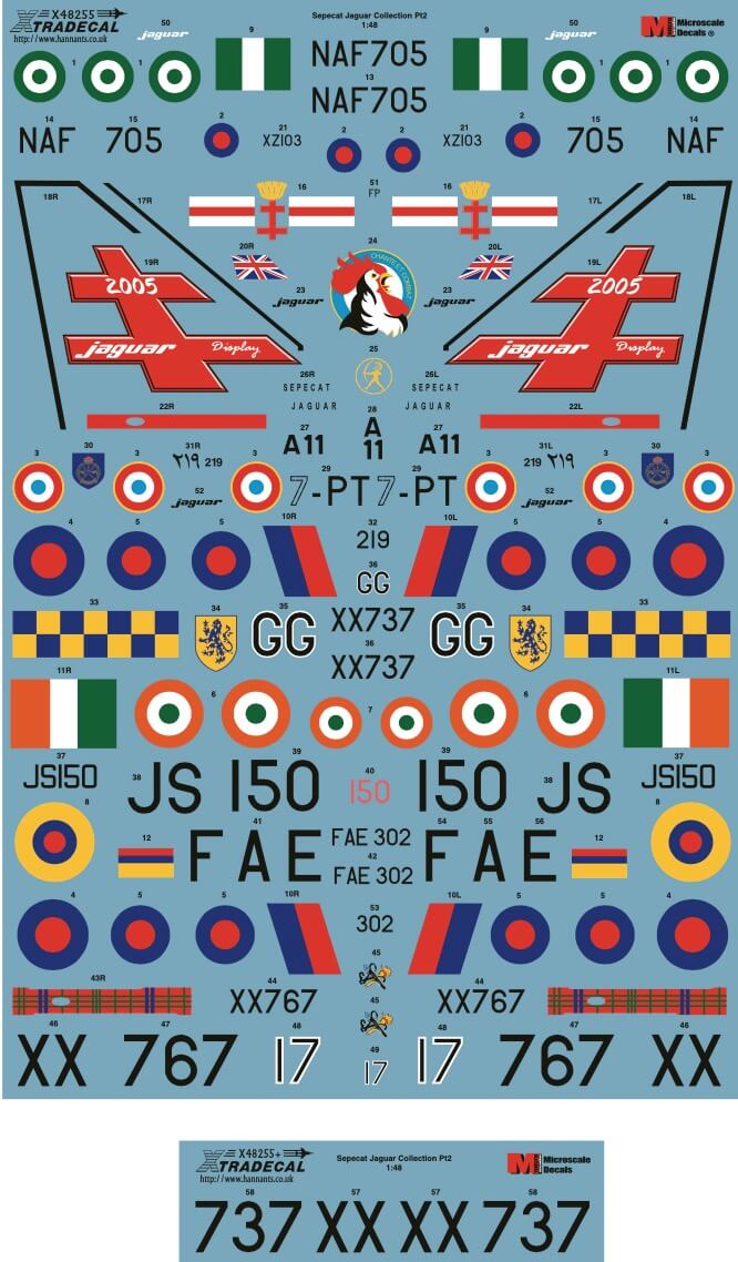 1:48 Sepecat Jaguar Collection Pt2 Decals X48255 Xtradecal