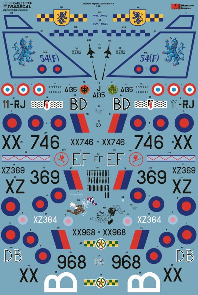 1:48 Sepecat Jaguar Collection Pt3 Decals X48256 Xtradecal