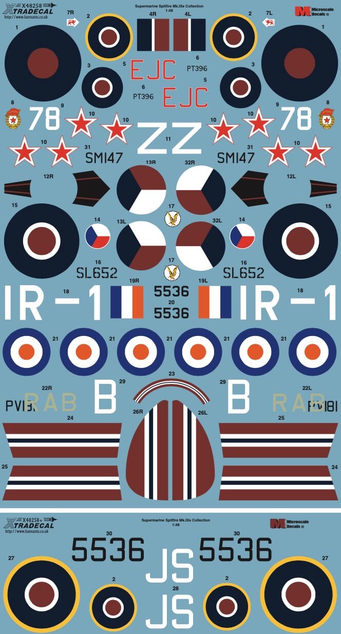 1:48 Supermarine Spitfire Mk.IXe Collection Decals X48258 Xtradecal