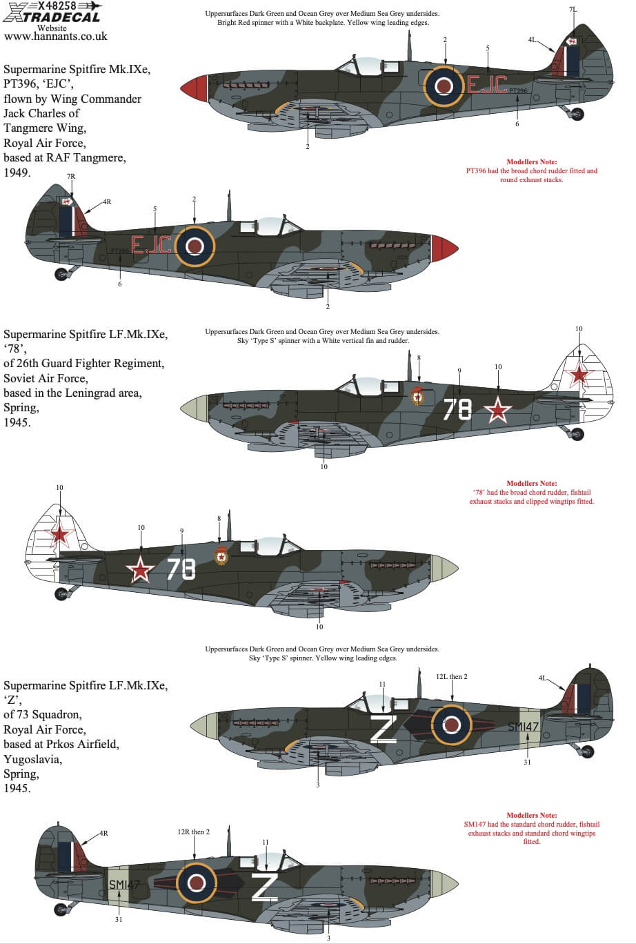 1:48 Supermarine Spitfire Mk.IXe Collection Decals X48258 Xtradecal