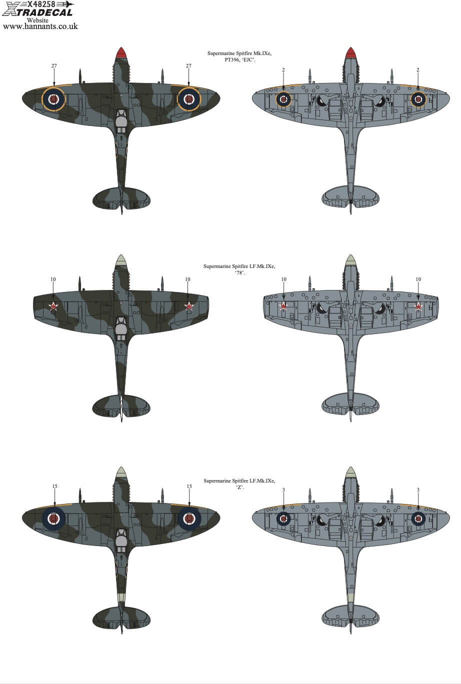1:48 Supermarine Spitfire Mk.IXe Collection Decals X48258 Xtradecal
