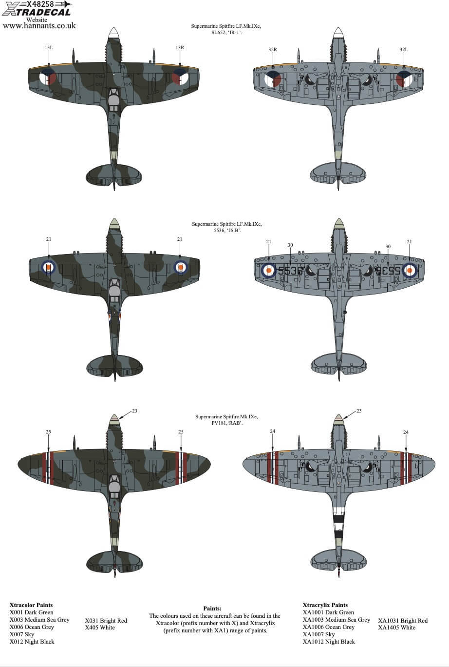 1:48 Supermarine Spitfire Mk.IXe Collection Decals X48258 Xtradecal