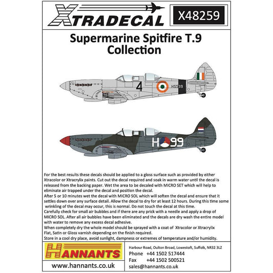 1:48 Supermarine Spitfire T.9 Collection Decals X48259 Xtradecal