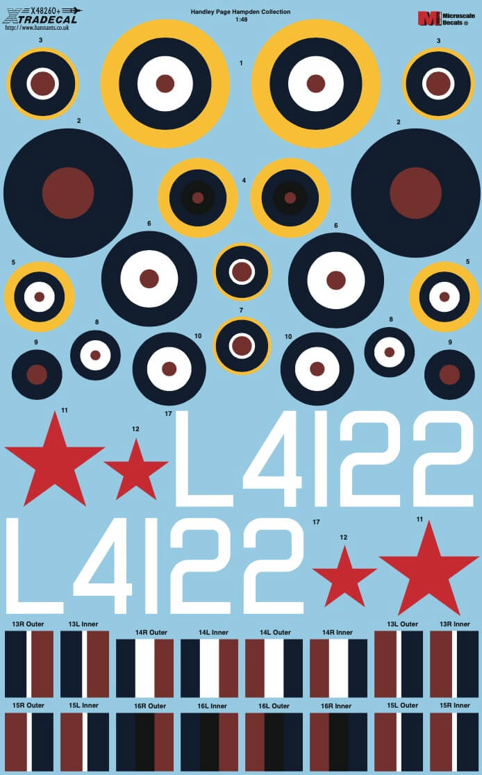 1:48 Handley Page Hampden Collection Decals X48260 Xtradecal