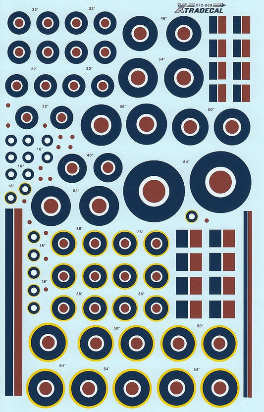 1:72 RAF Type C / C1 Roundels and Fin Flashes X72069 Xtradecal